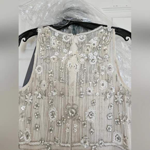 Ivory & White Beaded Gown - Picture 4 of 16